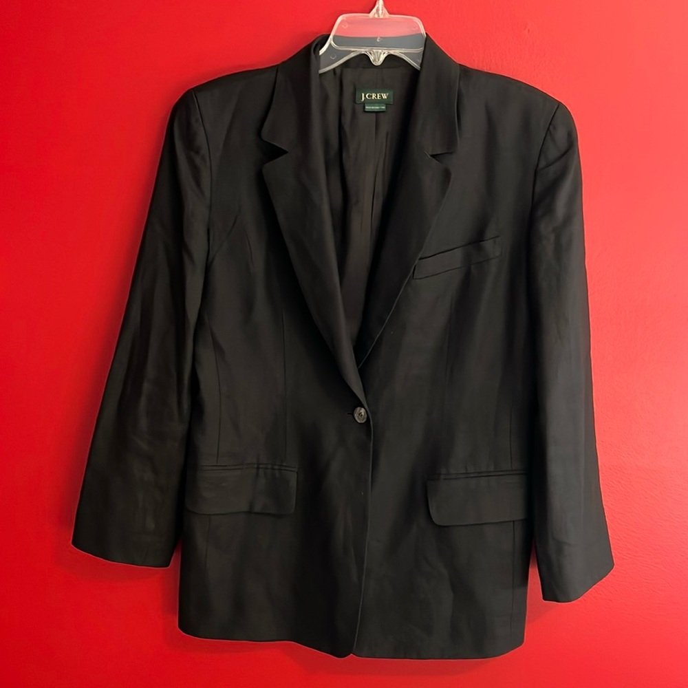 J. Crew Black Linen Single Button Blazer - image 1